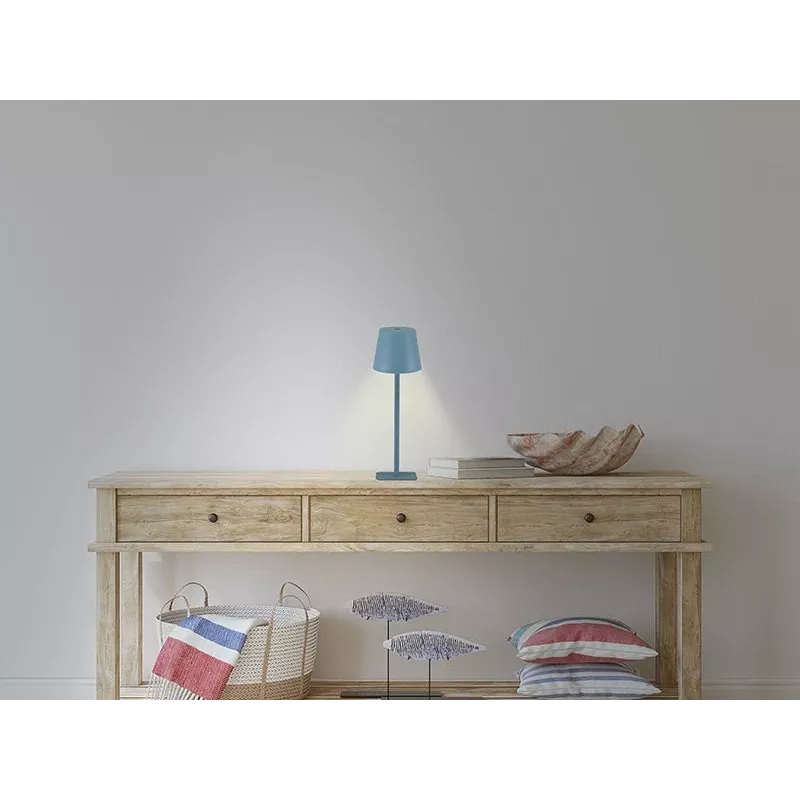Beper P207ILI200 candeeiro de mesa LED recarregável, interruptor tátil, regulável, azul ardósia