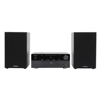 Micro-cadeia de áudio doméstico Aiwa MSBTU-550 — 50 W RMS, Bluetooth 10 m, FM, visor LED, RCA, preto