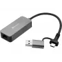 Adaptador USB-C/A SANDBERG 136-68 com porta Ethernet RJ45 2,5 GbE