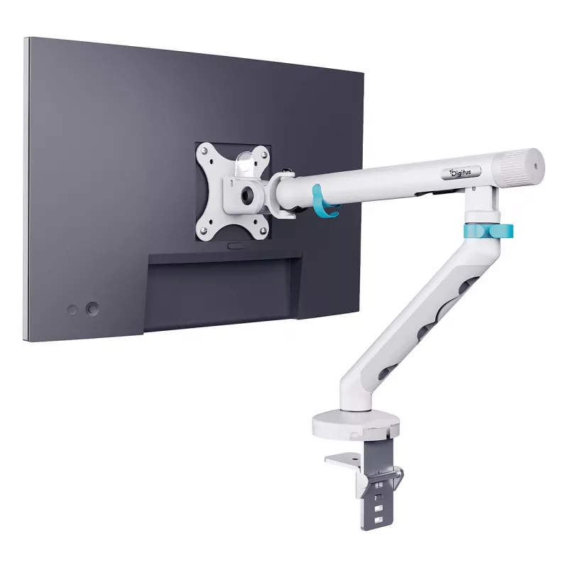 Suporte de monitor DIGITUS Single Design para ecrãs até 35 polegadas, grampo, 10 kg, VESA 75x75–100x100, inclinável -45–90°