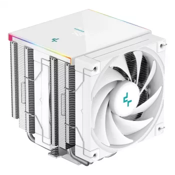 Arrefecedor de ar DeepCool AK620 Digital SE White — duas ventoinhas de 120 mm, 6 heatpipes, PWM, suporte LGA-1700, ecrã integrado