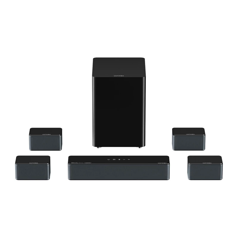 Altifalante Ultimea Poseidon D80 preto 7.1 canais, 8 altifalantes, com fios e sem fios, subwoofer ativo
