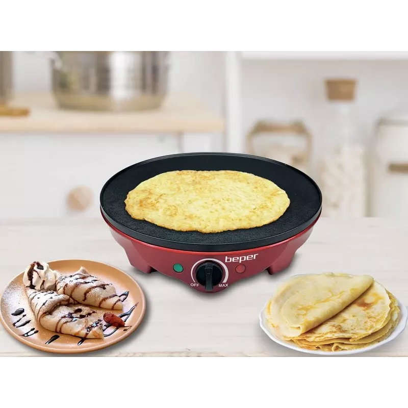 Beper BT.700Y Party Line máquina de crepes, placa antiaderente de 30 cm, 1300 W