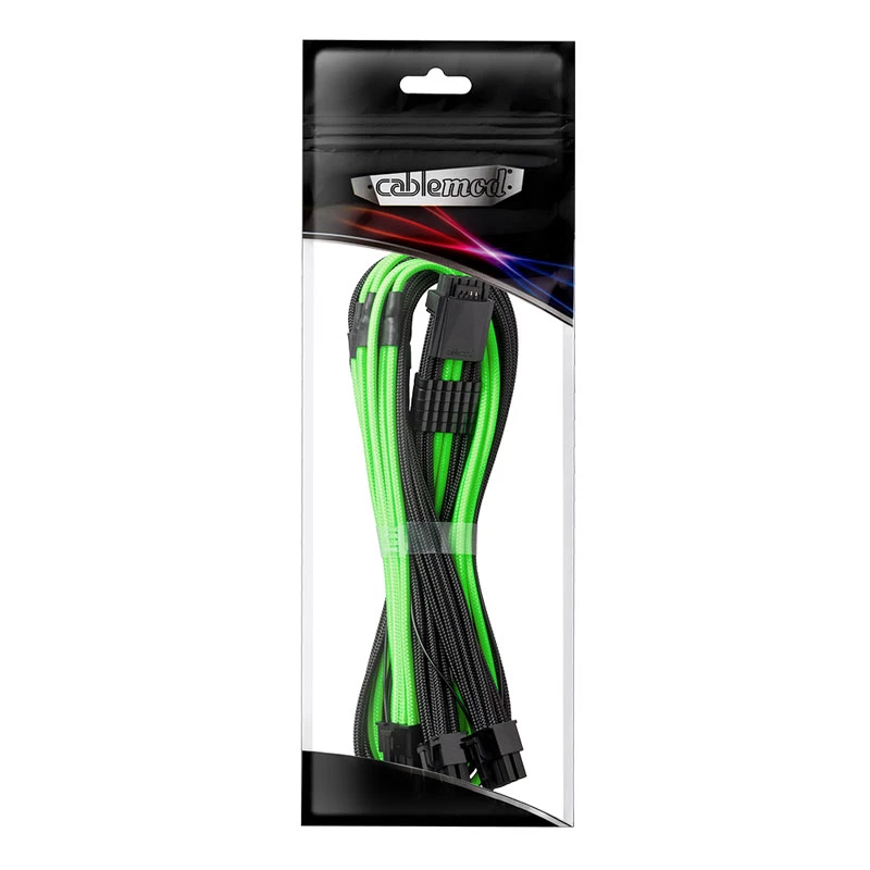 Cabo CableMod C-Series PRO ModMesh 12VHPWR para 3x PCI-e para Corsair – 60 cm, preto/verde-claro