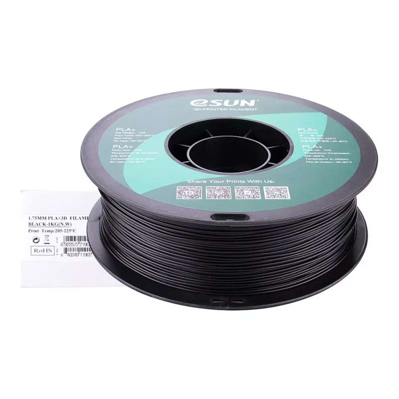 PLA+ 1,75 mm preto 1 kg