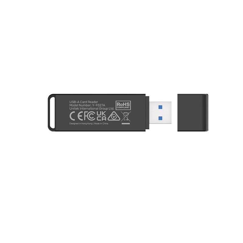 Leitor de cartões Unitek Y-9327A USB 3.2 Gen 1 Type-A — MicroSD/SD, 2 slots, 5000 Mbit/s, preto