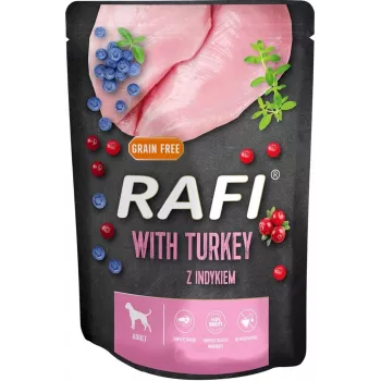 DOLINA NOTECI Rafi comida húmida para cães com peru, mirtilos e arando vermelho, 300 g