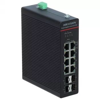 Switch de rede gerido Hikvision DS-3T1512HP-SI-8P4F Gigabit Ethernet 8 portas PoE