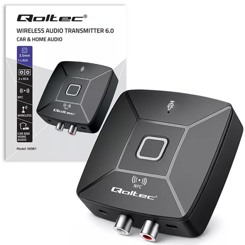 Emissor/receptor de áudio HiFi sem fios QOLTEC modelo 56981 — ponte de áudio Bluetooth/Line-In