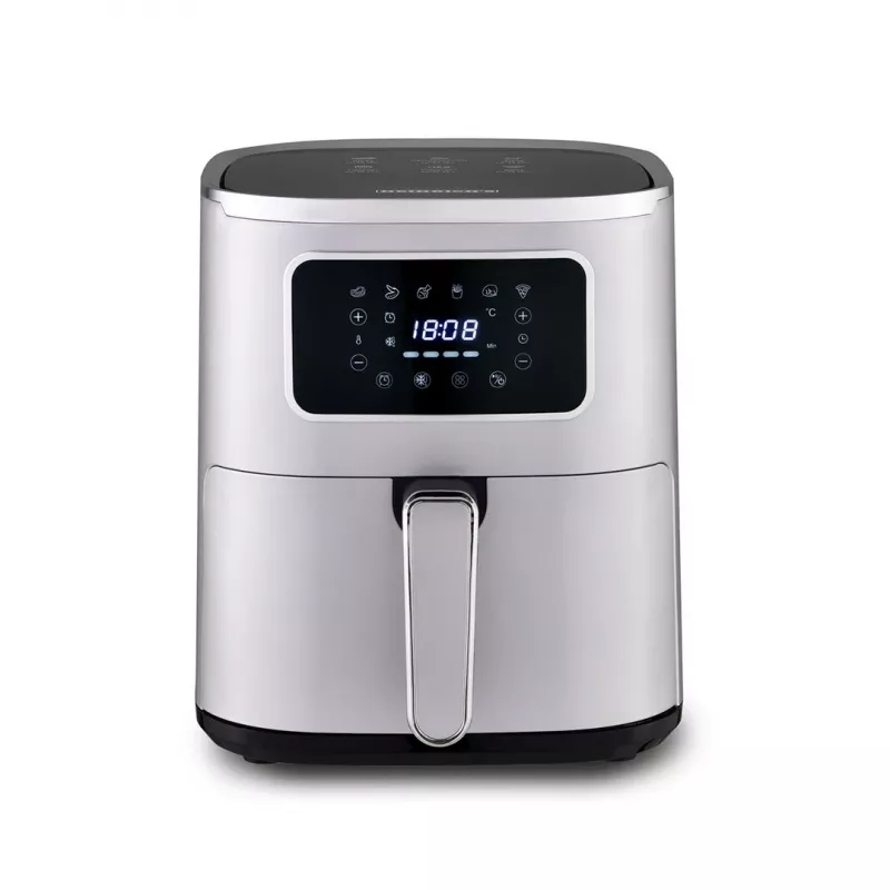 Fritadeira de ar quente HEINRICH'S HFR 8216 — 5 L, 1450 W, controlo tátil, ecrã LED, prateado, de apoio