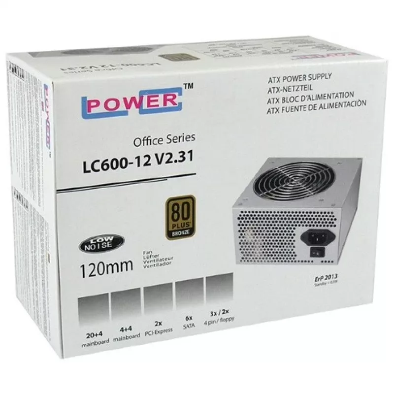 Fonte de alimentação 450W LC600-12 V2.31 80+ Bronze
