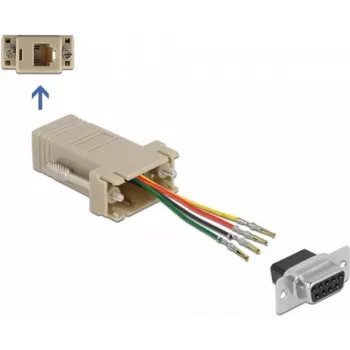Kit de montagem D-Sub 9 pinos fêmea para RJ11/RJ14 DeLOCK 66770