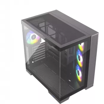 Caixa de PC Silentware View A-RGB preta VIEWpreto — caixa Mid-Tower com iluminação A-RGB