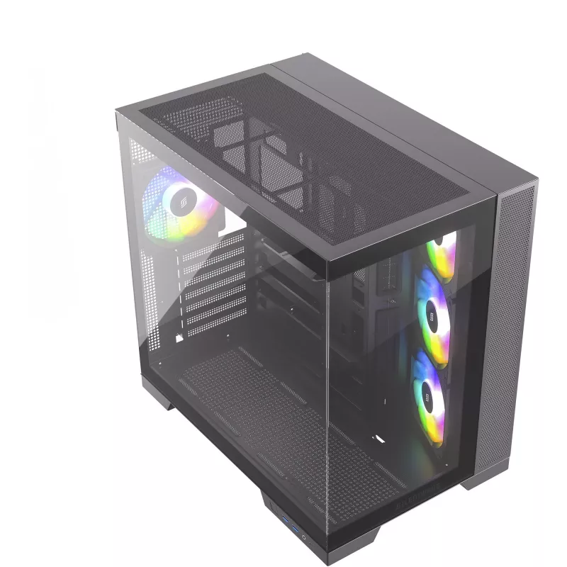 Caixa de PC Silentware View A-RGB preta VIEWpreto — caixa Mid-Tower com iluminação A-RGB