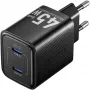 Vention FEFB0-EU carregador rápido AC de interior 45W 2× USB-C — para smartphone, portátil, tablet, smartwatch, auscultadores (preto)