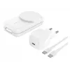 Carregador de interior Belkin UltraCharge 25W Qi2 Carregador magnético 3-em-1 UE Branco Quadrado