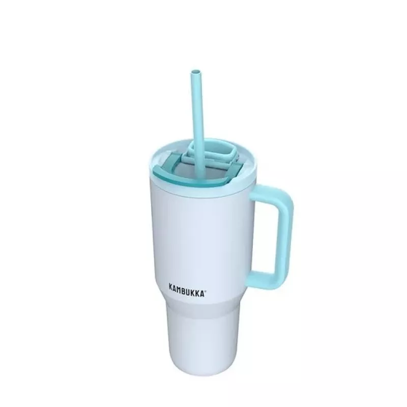 Copo térmico com palhinha telescópica Kambukka Rio Tumbler 950ml Frosty Coconut
