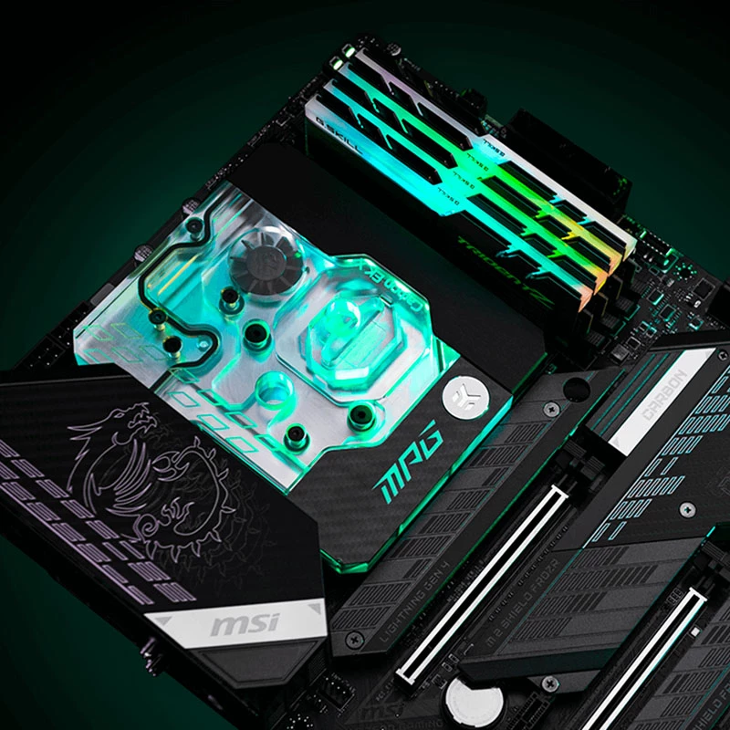 Bloco de água EK Water Blocks acrílico latão preto prateado