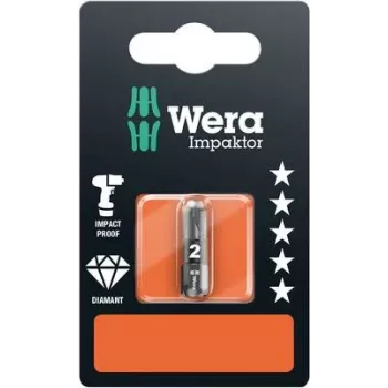 Ponta Pozidriv Wera 855/1 IMP DC PZ 2, revestimento de diamante, D 6.3, 1 unid.