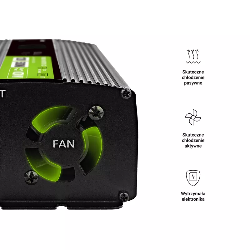 Conversor de tensão Green Cell PowerInverter LCD 12 V 500W/1000W inversor automóvel com ecrã – inversor/adaptador com onda sinusoidal pura automóvel preto