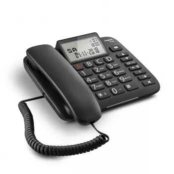 Telefone analógico Gigaset DL380 com identificação de chamadas, auscultador com fios, preto
