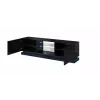 Móvel de TV Cama QIU 200 MDF preto brilhante/preto brilhante