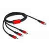 Cabo de carregamento USB DeLOCK 3-em-1 USB Type-C para Lightning Micro USB USB Type-C 1 m preto vermelho