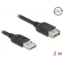 Cabo USB A para USB A DELOCK 81513 — USB 2.0, 2 m, preto, contactos dourados