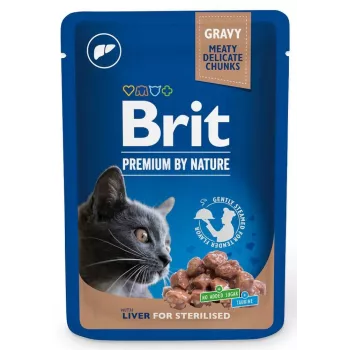 Alimento húmido para gatos Brit Premium Liver Sterilised patê 100 g — para gatos adultos esterilizados, 82 % de humidade, 8,5 % de proteína