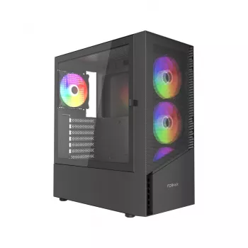 Caixa de PC GEMBIRD Fornax 4300 Midi Tower ATX, vidro temperado, 2 baías de 3,5 polegadas, 3 baías de 2,5 polegadas, suporte para ventoinhas ARGB, USB 3.2 Gen1