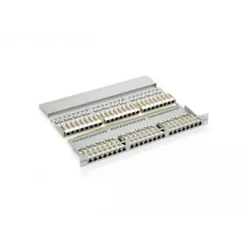 Patch panel blindado Equip 48 portas Cat.6, preto, RJ-45, dourado, Cat6, montagem em rack, 1U, preto