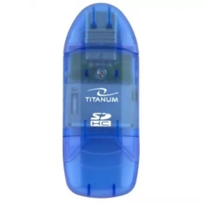Titanum TA101B leitor de cartões externo, USB 2.0, MicroSDHC/miniSD/MMC/SD/SDHC, azul