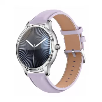 Smartwatch Colmi L28 prateada-roxa com bracelete de couro roxa