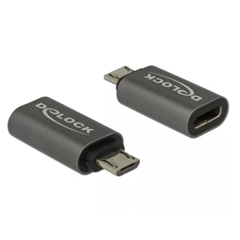 DeLOCK - Adaptador USB - USB-C (fêmea) para Micro-USB Type-B (macho) - USB 3.1 Gen 1 - 2,8 cm - Antracite (65927)