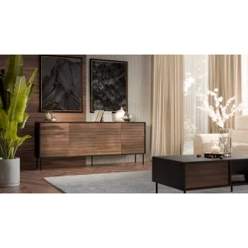 Cómoda Cama 4D CORTINA 200x40x81 preto/nogueira