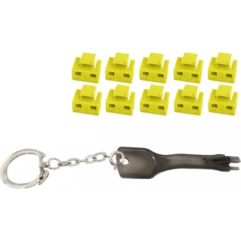 Bloqueador de porta de rede RJ45 ShiverPeaks BS08-01032, amarelo, pack de 10 fechaduras com 1 chave