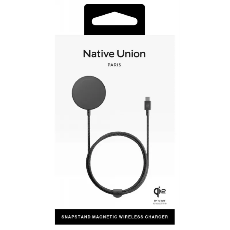 Native Union SnapStand Qi2 base de carregamento sem fios, 15 W, compatível com MagSafe, preta