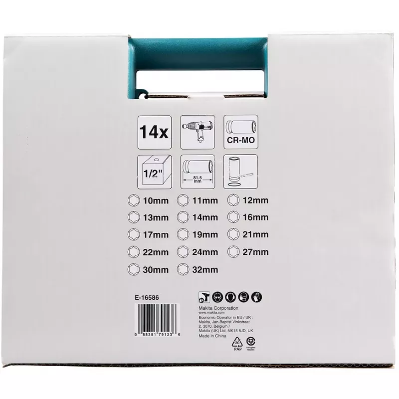 Makita E-16586 Chave de caixa para chave de impacto Conjunto de chaves de caixa preto, verde