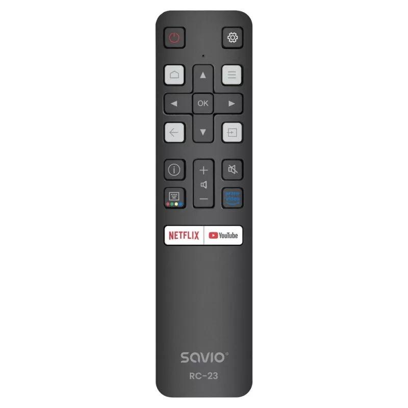Comando à distância universal IR SAVIO RC-23 para televisores TCL — 19 botões, alcance 10 m