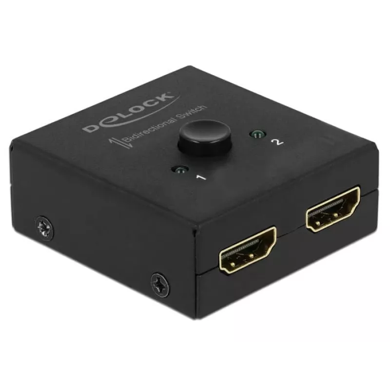 DeLock HDMI 2-1 bidirecional 4K 60 Hz compacto - Retail Box - Comutador de vídeo/áudio - 2 x HDMI - secretária (64072)