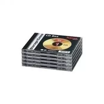 Caixa Jewel Case para CD Hama standard, pack de 5 caixa C-shell 1 disco preto, transparente