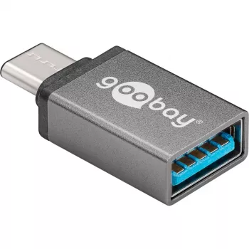 Adaptador USB-C™ Wentronic Goobay - conector fêmea USB 3.0 A, cinzento - para ligação entre dispositivos USB-C™ e USB-A (56621)