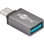 Adaptador USB-C™ Wentronic Goobay - conector fêmea USB 3.0 A, cinzento - para ligação entre dispositivos USB-C™ e USB-A (56621)