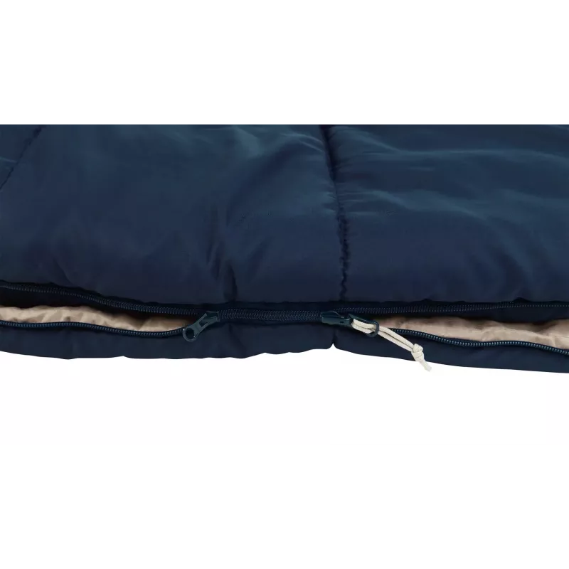 Saco de dormir Outwell Contour Lux XL — retangular para adultos, poliéster, 2200×1050 mm, para utilizadores até 190 cm, azul