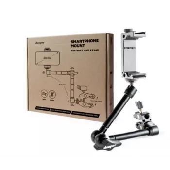 Suporte para smartphone deeper ITGAM0026 para caiaque e barco – alumínio, ângulo ajustável, grampo C até 41 mm, distância do telefone 65–95 mm