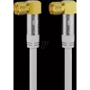 Goobay cabo de antena SAT (tipo 135 dB), blindagem quádrupla, 10 m, branco - banhado a ouro, conector F macho 90° > conector F macho 90° (70490)