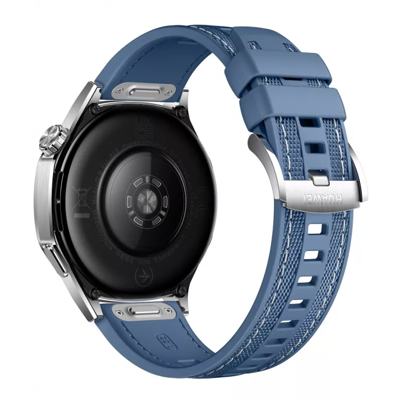 Smartwatch HUAWEI WATCH GT5 46mm – 1,43 polegadas AMOLED, GPS, 524 mAh, caixa em aço inoxidável, bracelete de tecido azul