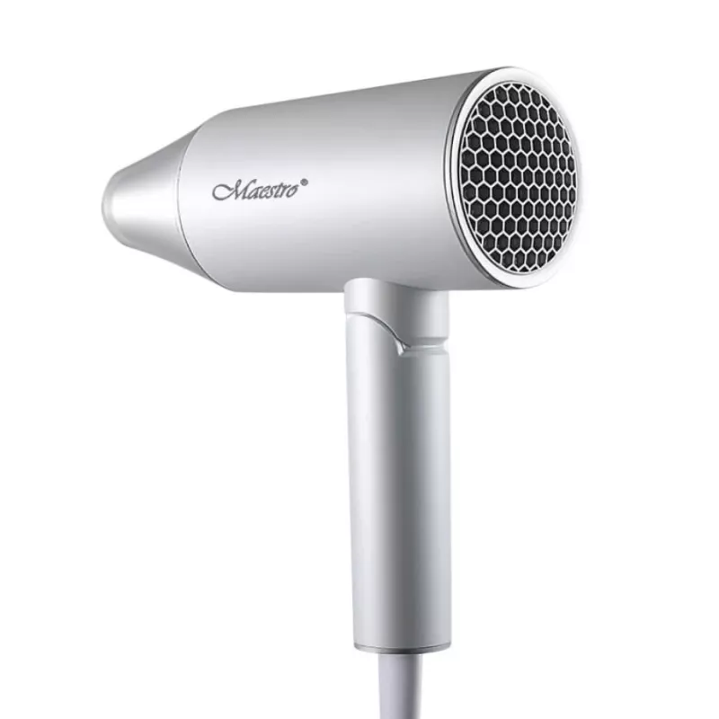 Secador de cabelo Maestro MR-213 2100W com cabo dobrável, 2 velocidades, função ar frio, concentrador de parede dupla, prateado
