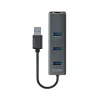 Hub USB-A SAVIO com RJ-45 Gigabit Ethernet AK-57 — 3× USB-A + RJ-45, USB 3.2 Gen 1 Micro‑B host, 5 Gbit/s, 4 portas, cinzento