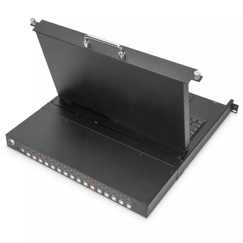 Consola KVM Digitus 17 polegadas HD LCD 16 portas HDMI teclado alemão